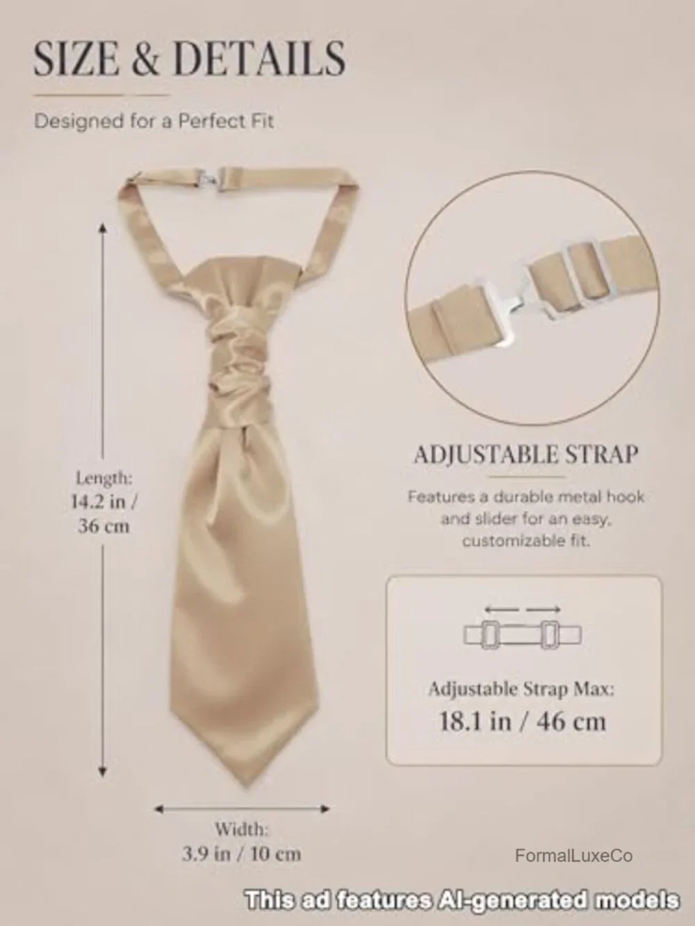 Pre Tied Cravat Ascot Mens Scarf Wedding Party Formal Accessory